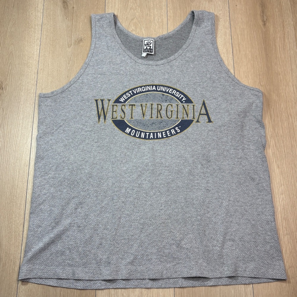 Vintage 90s West Virginia University Mountaineers Mesh Tank Top Grey Men's XL